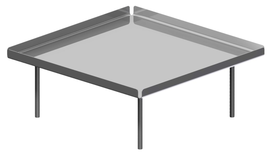 Stainless steel overshelf with raised edges and rod supports by Atlas Metal